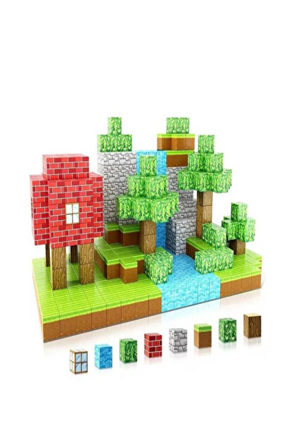 Bllexar Blocuri de constructie magnetice Minecraft BLLEXAR® 150 piese, modele multiple, multicolor