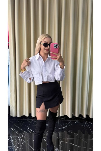 Dilara Kavraal Butik Crop Gömlek (%100 Pamuk)