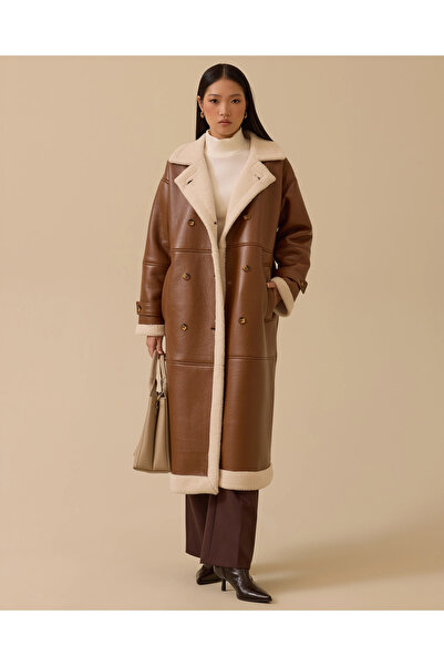 SCL Peluş Astarlı Suni Deri Cepli Kaban