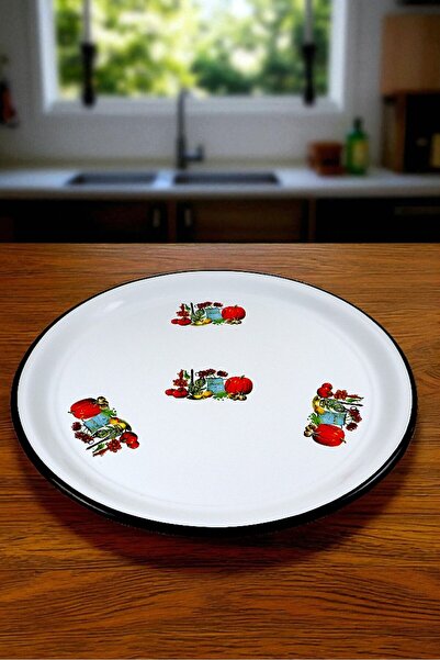 İnci Emaye No 50 Enamel Tray Tableware, Food Presentation Tray, Floor Table Zinc ~48 cm