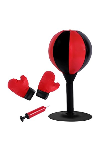 dalimag Desktop Boxing Bag Fokelyi Red with Gloves, 20x20x30cm