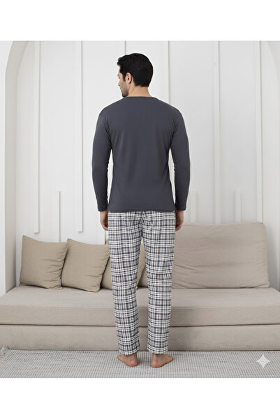 embody Men's cotton long pyjamas, men's cotton long pyjamas, batal king size grey 15693