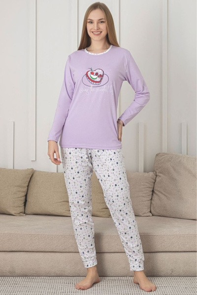 embody Pijama confortabilă din bumbac pentru femei, set cu bluză și pantaloni...