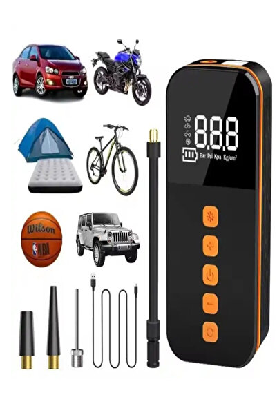 Bllexar Compresor Auto Digital 3 în 1, 80W, 12V, 17L/min, oprire automată, LED, portocaliu/negru