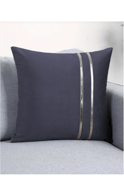 DeccoStil Throw Pillow Cover with Silver Detail (1 Piece)