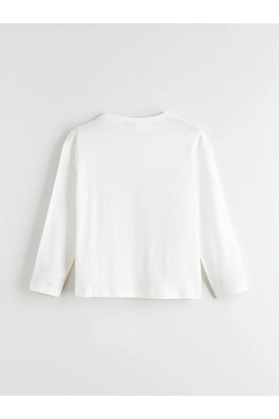 LC Waikiki LCW Kids Ekru Bisiklet Yaka Stitch Baskılı Kız Çocuk Pijama Takımı