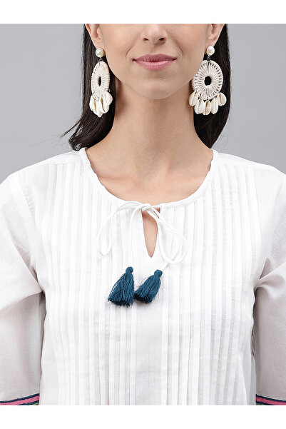 IndHeritage White Top with ethnic prints perfect for office / casual wear