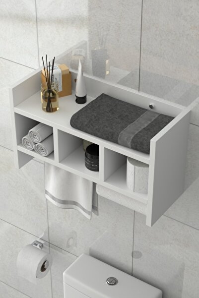PROMODÜL Tuvalet Üstü Raf – Şık Banyo Organizeri, 3 Katlı Kolay Montajlı Raf Sistemi