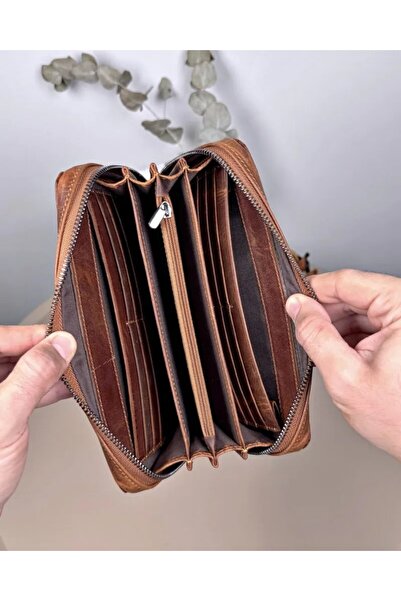 Fil Deri Genuine Leather Men's Handbag with Zipper Handle and Handle Strap 2118