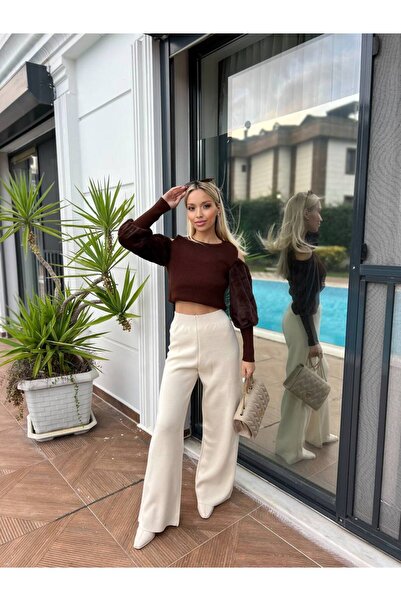 For Angels Elastic Waist Straight Knit Pants