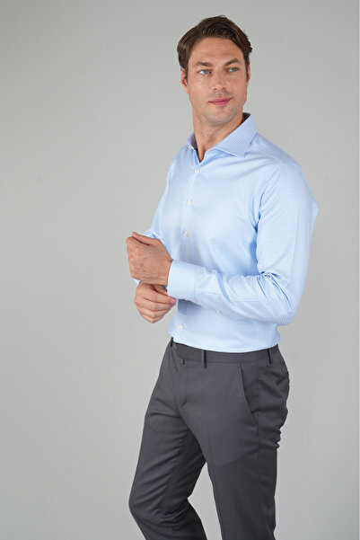 Bisse Erkek Uzun Kollu Regular Fit Klasik Mavi Gömlek