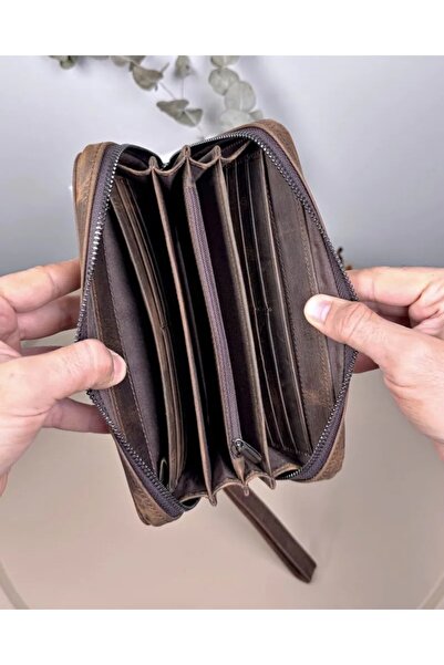 Fil Deri Genuine Leather Men's Handbag with Zipper Handle and Handle Strap 2118