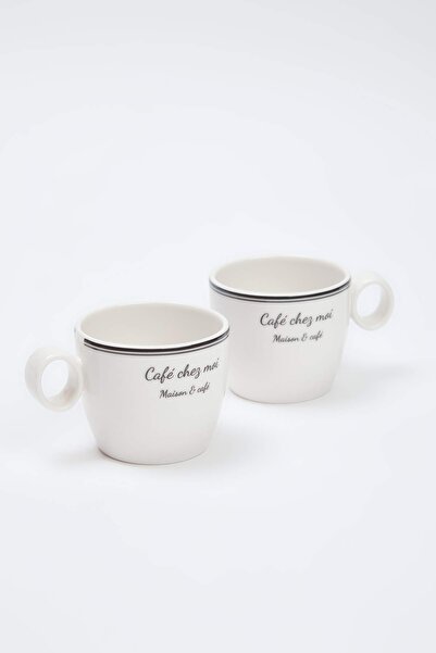 TRENDYOLMİLLA HOME Set of 2 Minimal Patterned Porcelain Mugs 220ml Tphaw26Up00002