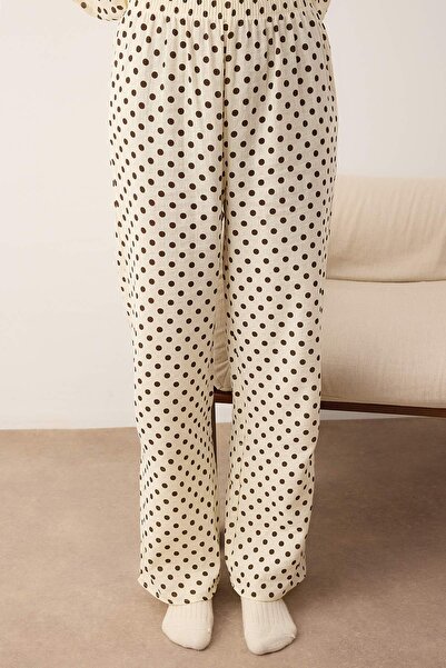 Trendyol Collection Ecru 100% Cotton Polka Dot Muslin Fabric Woven Pajama Set Thmaw26Pt00178