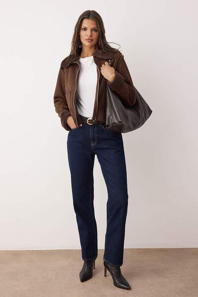 Trendyol Collection Σκούρο καφέ κανονικό παλτό TWOAW26MO00166