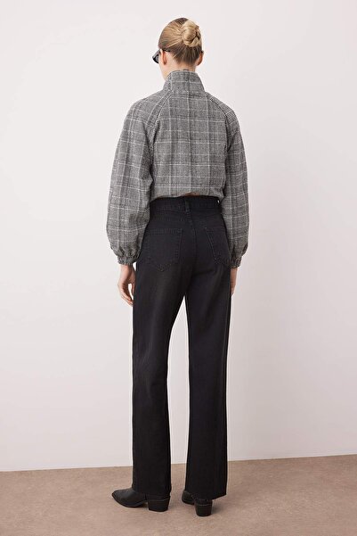 Trendyol Collection Blugi negri cu talie înaltă TWOAW25JE00378