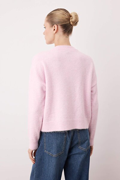 Trendyol Collection Wardrobe Essentials Lilac Alpaca Wool Blended Wide Fit Knitwear Cardigan |   Twoaw26Hi000890