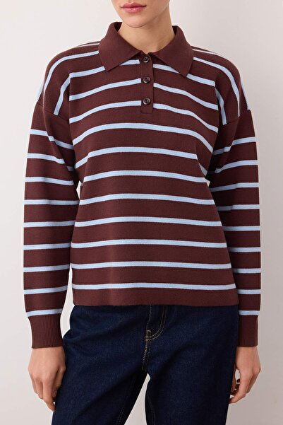 Trendyol Collection Wardrobe Essentials Brown Premium/Special Yarn Polo Neck Knitwear Sweater |   Twoaw26Kz00060