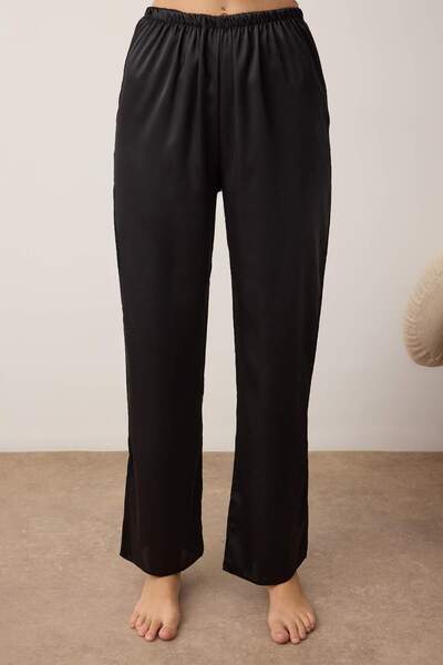 Trendyol Collection Set de pijamale din satin negru din 3 piese THMAW26PT00199