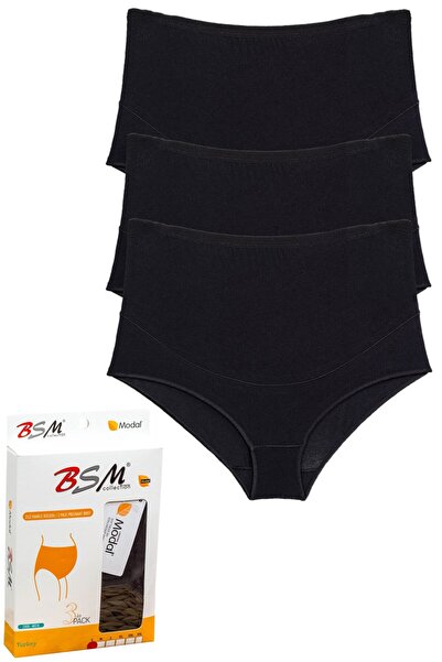 BSM Chiloți de maternitate și femei din 3 piese în modal negru - largi și con...