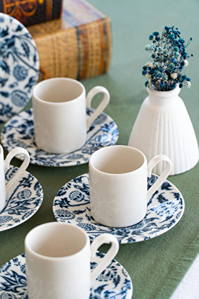 Heda Porselen Nilüfer 12 Parça 6 Kişilik Porselen Kahve Fincan Takımı