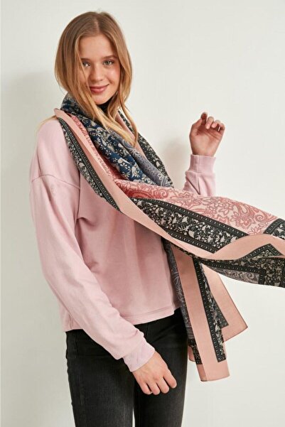 FELLMENS Ροζ γυναικείο σάλι με σχέδιο