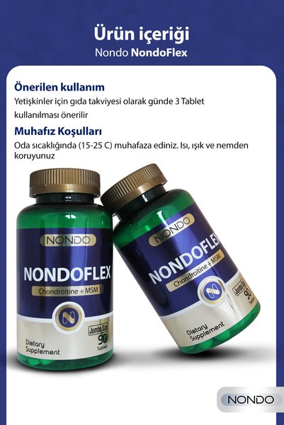 Nondo Flex 90 Tablet Jumbo Boy Glukozamin Glucosamine Kondrotin Msm Tip 2 Kolejen Akgünlük Ekstresi