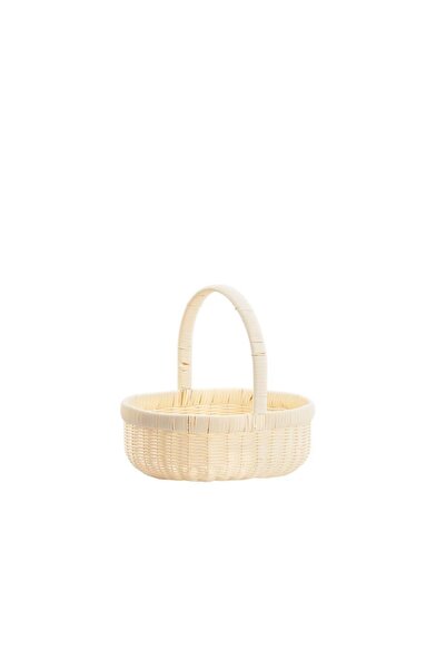 Perotti SENTETİK HASIR KREM OVAL KAPAKSIZ PİKNİK SEPETİ 30X24X12CM