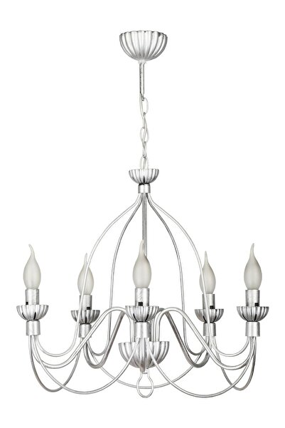 VENON Calista 5’li Şamdan Model Avize – Retro Gümüş Siyah Gümüş Patine Avize