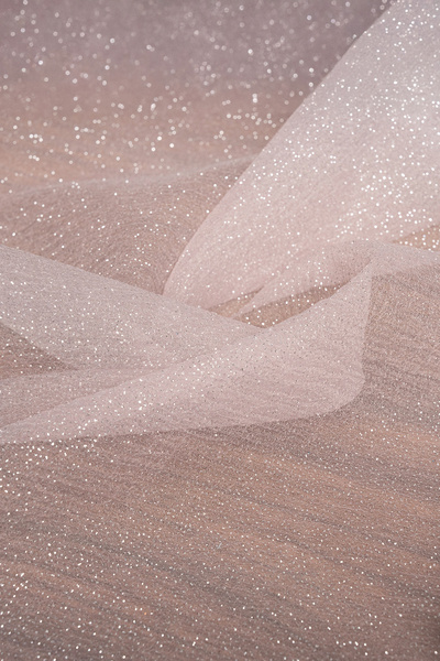 Kumaş Deposu Simli Dalya Organze Pudra Kumaş