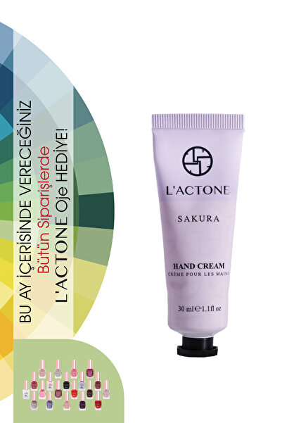 L'ACTONE كريم اليدين ساكورا 30 مل / كريم اليدين - قطعة واحدة مع هدية طلاء أظافر