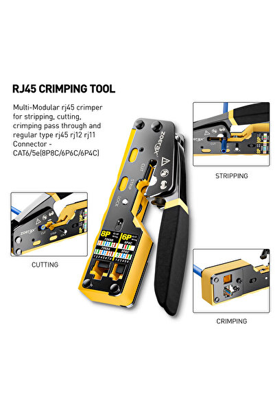 Derwell Yeni Nesil Ez Pense RJ45 Sıkma Aracı Cat5/Cat6/Cat7 Pense Kesici Rj11...