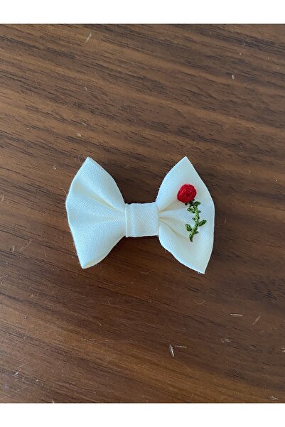 EGOMİ Red Rose Embroidered Hairless Baby Hair Clip (1 Piece)