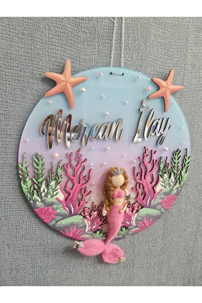 buketiket Denizkızı Tasarımlı Pleksiglass Bebek Çocuk Odası Hastane Kapı Süsü