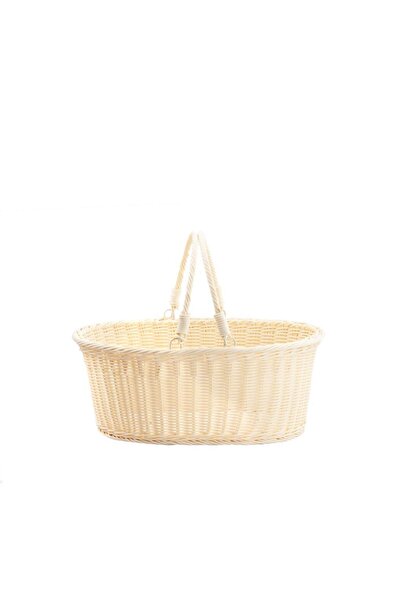 Perotti SENTETİK HASIR KREM OVAL KAPAKSIZ PİKNİK SEPETİ 35X25X15CM