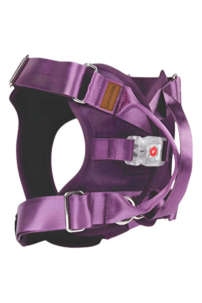 Manolex Ham pentru câini cu LED iluminat, pânză Oxford durabilă, curele anti-strangulare, mărimea M, violet