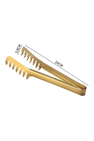 Chavin Steel Gold Scalloped Kitchen Salad Pasta Spaghetti Tongs Tongs cin623sr