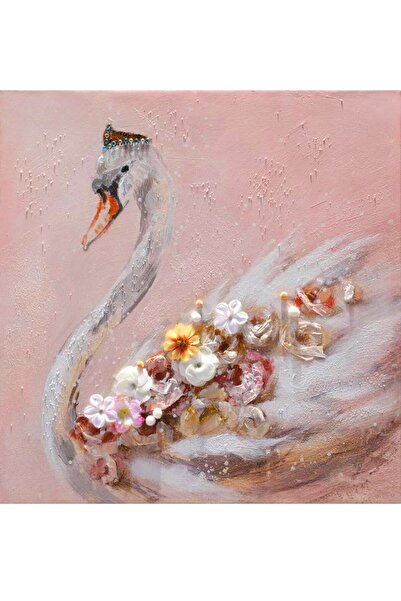 ColorVision Çiçekli Kuğu Kanvas Tablo