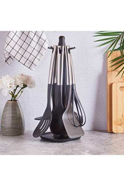 Perotti STEEL GRAY 7 PIECES SERVICE SET WITH STAND