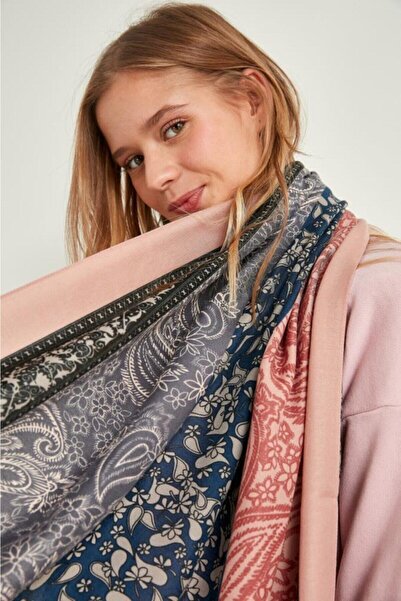 FELLMENS Ροζ γυναικείο σάλι με σχέδιο