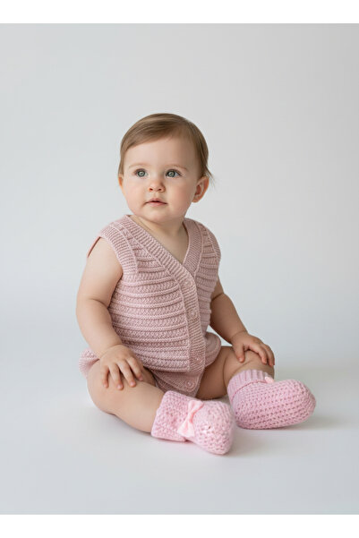 EruZan Girl's & Baby's Double Knit Vest Booties Set 1-2-3 Years Old