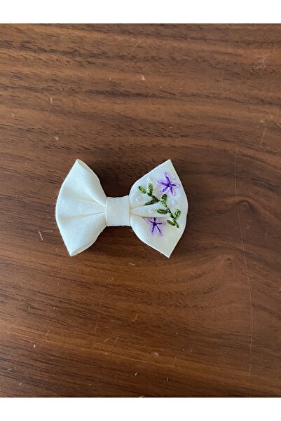 EGOMİ Purple Flower Embroidered Hairless Baby Hair Clip (1 Piece)