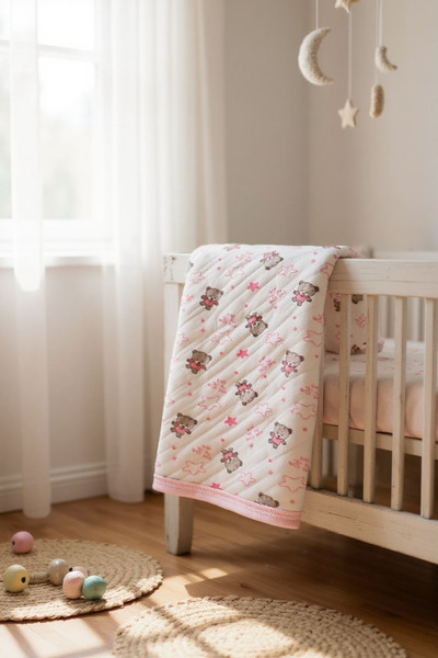 Ercahome tekstil Quilted Pink Baby Blanket