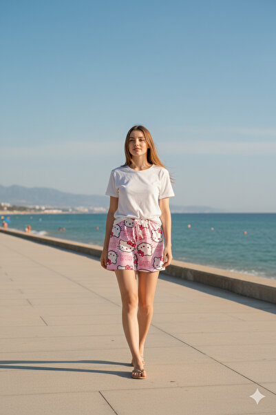 BUKADINCA Hello Kitty Desenli Yazlık Şort- BK1010004