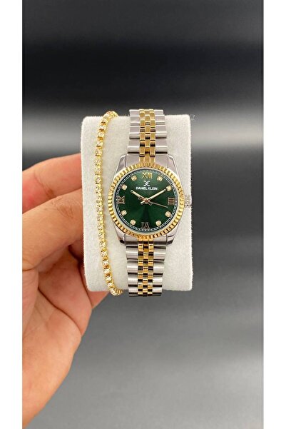 Daniel Klein Kadın Kol Saati Çelik kordon 3 ATM Su Geçirmez Gold Gümüş Yeşil Renk