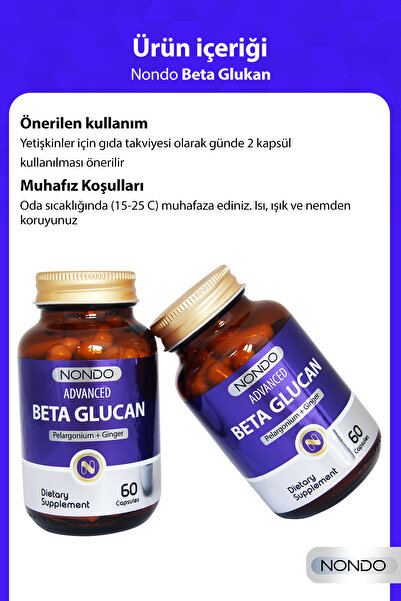 Nondo 60 Capsules Beta Glucan - African Geranium and Ginger Black Cumin