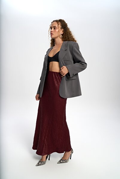 BOHEMAİ Fusta lungă din satin burgundă Eubah