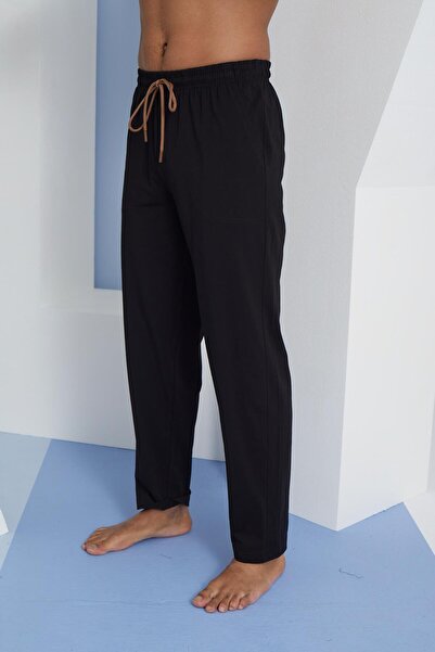 KLY Ανδρικό παντελόνι πιτζάμα από λύκρα με μονόχρωμη χτένισμα, μέγεθος 120