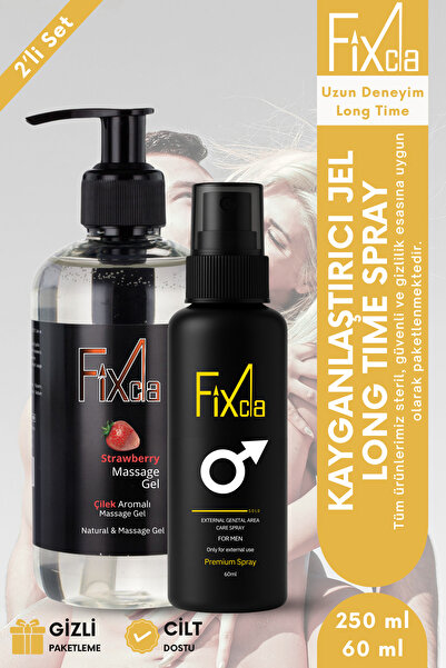 FixCla Çilek Aromalı Kayganlaştırıcı Jel 250 ml + Long Time Sprey 60 ml | Pre...