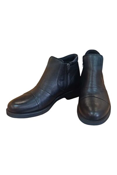 Burç 2015 Black Genuine Leather Zippered Men's Boots